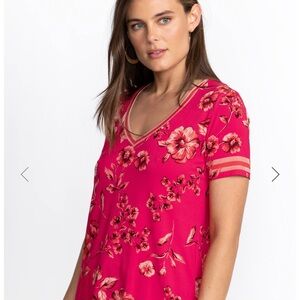 Floral Pink V-Neck Women's Top